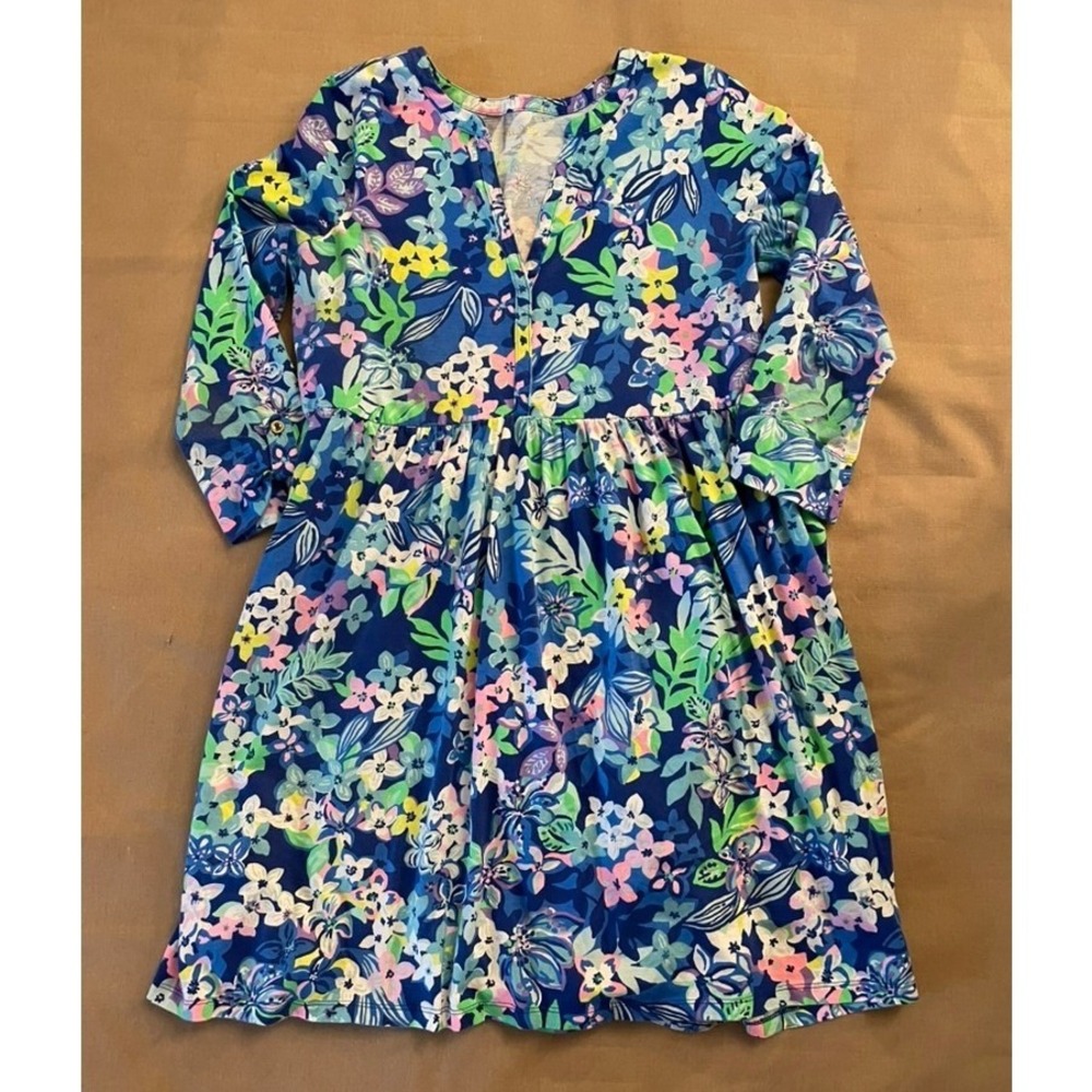 Lilly Pulitzer Loran Swing Dress Borealis Blue Sz L Brunch Resortwear Coastal
